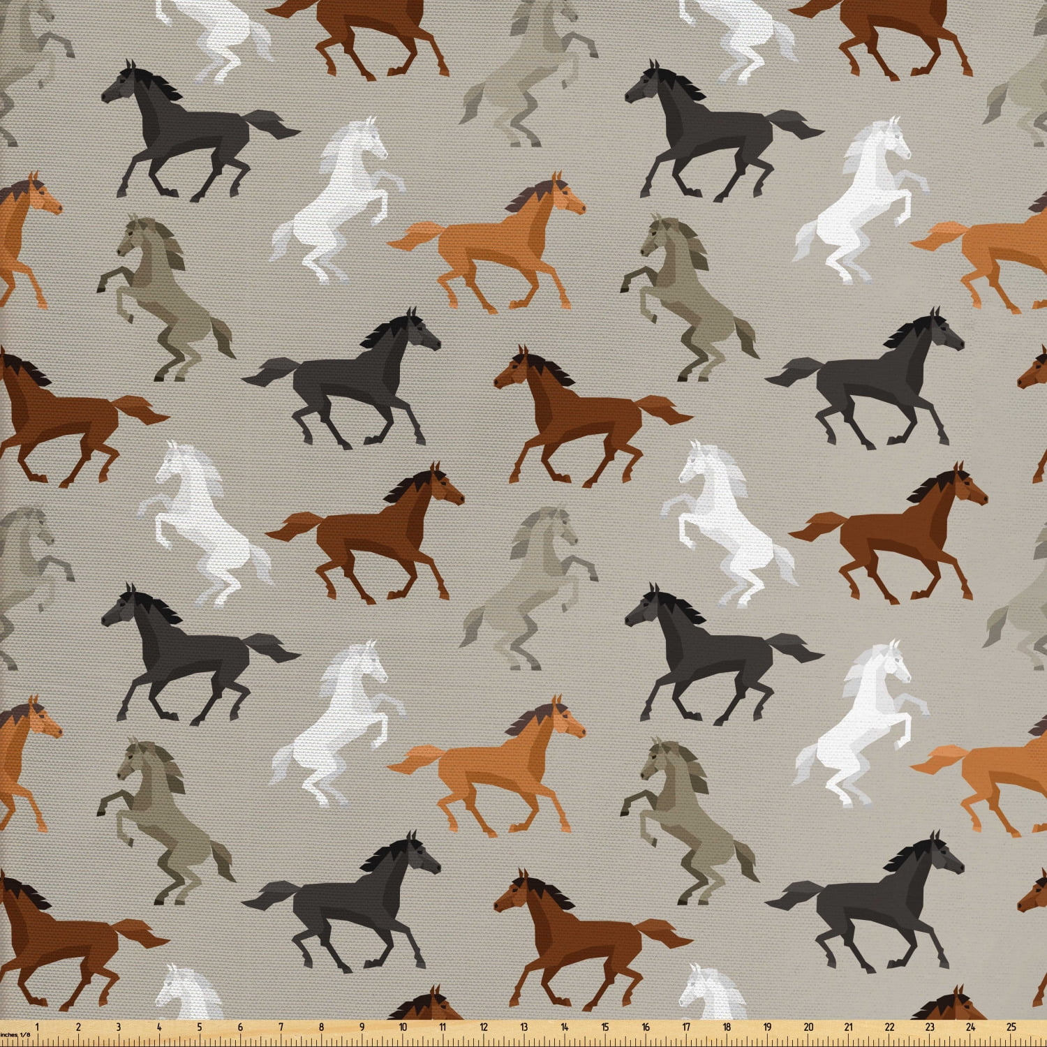 Horses Fabric by The Yard, Abstract Stallions Simple DesignAnimals