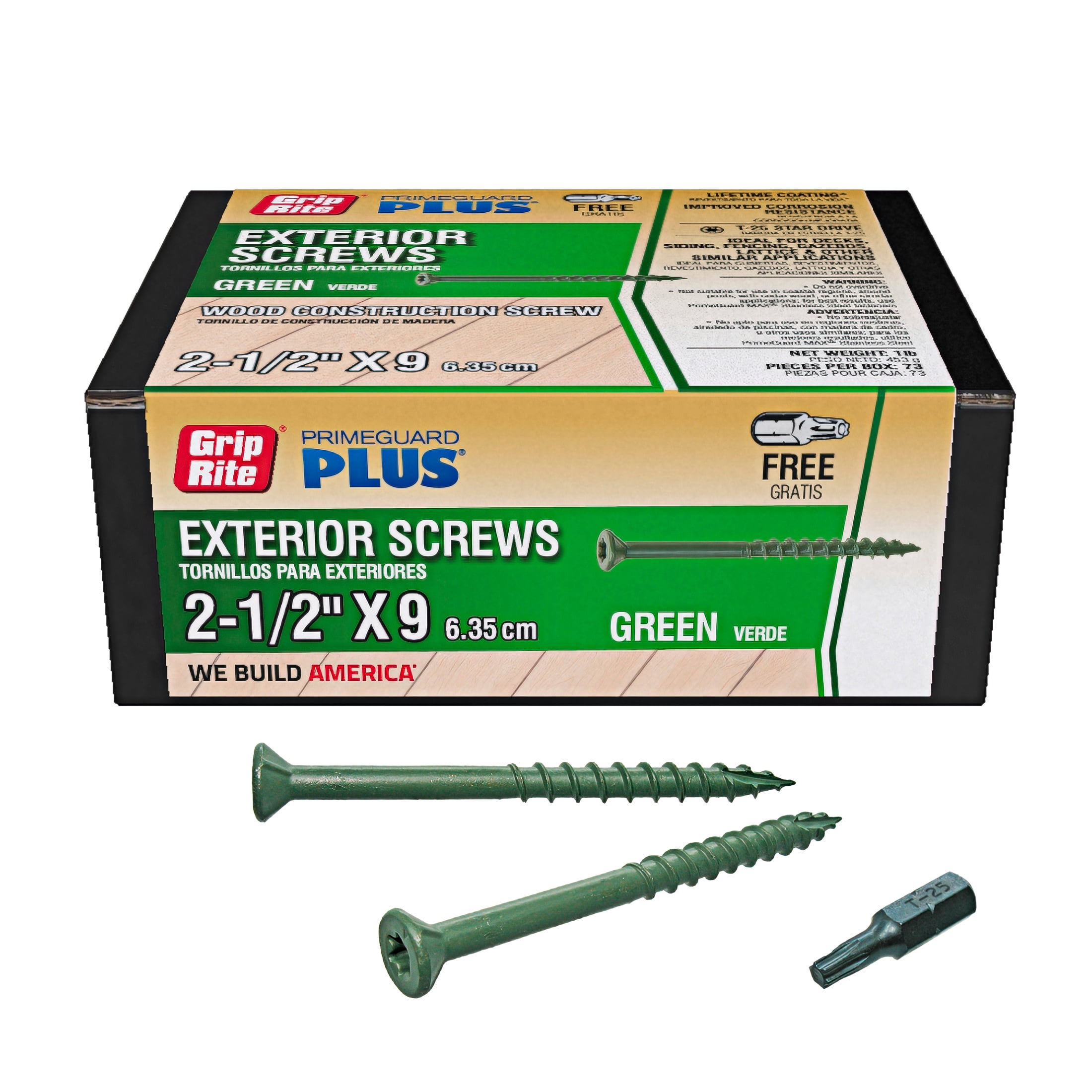 Grip-Rite PrimeGuard Plus #9 x 2-1/2 in. Green Wood to Wood Deck Screw 1lb.