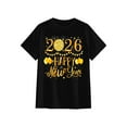 thumbnail image 5 of 2026 Happy New Year Shirt Women's Black T-Shirt With Gold Glitter Design, Festive Party Tee For New Year Celebration, Casual Holiday Top For Women And Girls S, 5 of 6