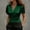 A1_Green, variant on Women's Satin V-Neck Blouse Puff Short Sleeve Wrap Front Ruched Waist Top Silky Slim Fit Elegant Satin Silk Shirt Dressy Casual Office Work Tops Trendy Going Out Cropped Blouses Black L