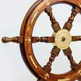 thumbnail image 5 of Nagina International Natural Wood Handcrafted Ship Wheel with Inlayed Brass Anchor and Rippets| Ocean Maritime Navy Decor (16 Inches), 5 of 6
