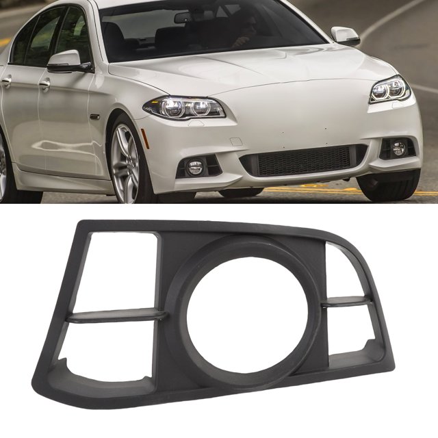 Front Bumper Fog Light Cover Left Driver Side Fog Light Frame Bezel, for 5 Series F10 F11 2014-2016 Replacement with Premium ABS, Textured, Sedan, DOT / SAE