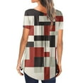 thumbnail image 3 of Pntutb Womens Plus Size Fashion V-Neck Gradient Printed Tunic Tops Buttons Short Sleeve T-Shirt Red XXL, 3 of 6