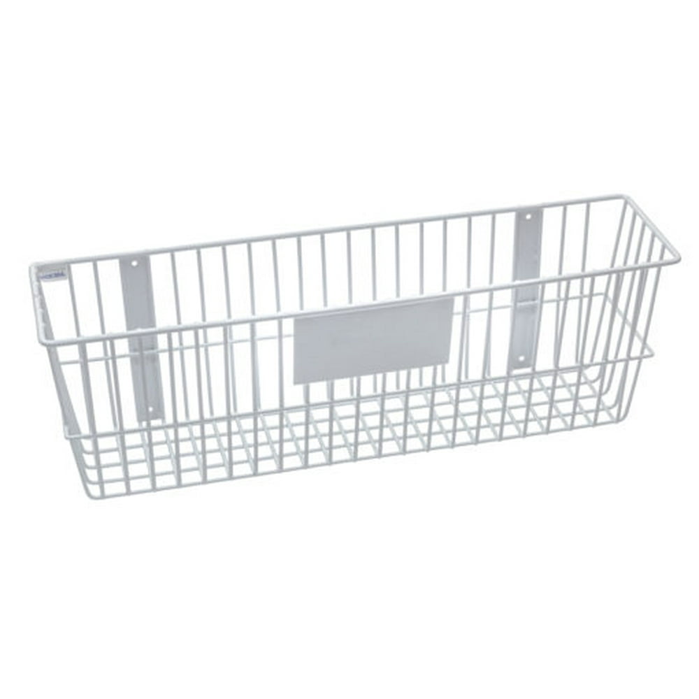 Rack'Em 9189W Mount Anywhere White Wire Basket 24"x6"x8" with Label