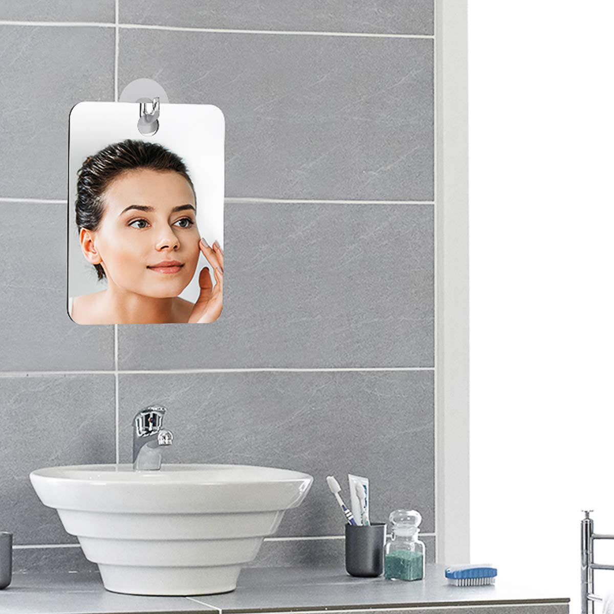 Shower Mirror Anti Fog Wall Mounted Suction Cup Bathroom Shaving Fogless Tool