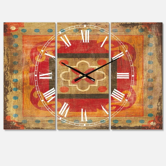 DesignArt Moroccan Orange Tiles Collage II Large Wall Clock