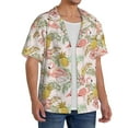 thumbnail image 4 of Easygdp Tropical Pink Flamingo Pineapple Men's Casual Short-sleeved Shirt with Pocket and Button Suitable for Beach Vacation Leisure - Large, 4 of 7