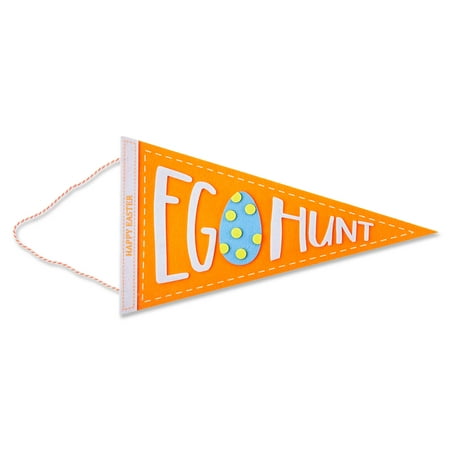 Way to Celebrate Easter Egg Hunt Orange Hanging Felt Pennant, 18"