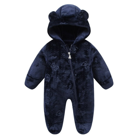 Rhuody Baby Boy Onesies 9-12 Months Long Sleeve Bodysuit Outfit Winter Warm Romper Jumpsuit Playwear For Toddler Handsome Simple Clothes Navy