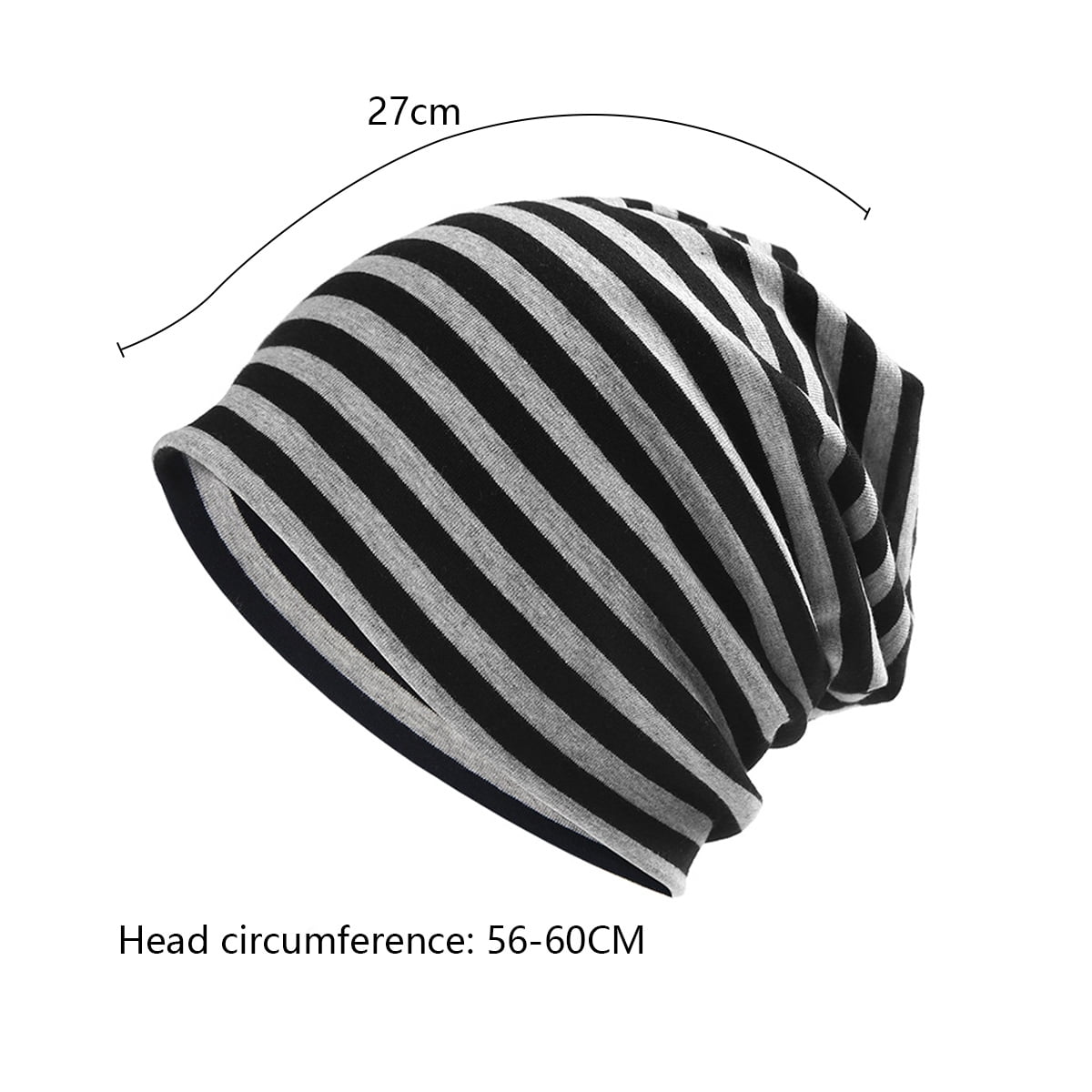 Women\'s Summer Beanie Black Hat Boho Hats Adult Dwarf Hats Chemo Cap Stripped Women main image 3