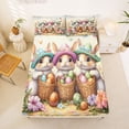 thumbnail image 5 of Erosebridal 3D Kawaii Rabbit Bed Sheets,Colorful Flowers Ancient Dinosaur Egg King Sheets For Girls Kids 4-Piece, 5 of 6