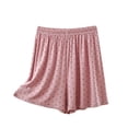 thumbnail image 3 of Women Pajama Shorts Polka Dots Print Lyocell Summer Wide Leg Elastic Waist Casual Sleep Bottom, 3 of 5