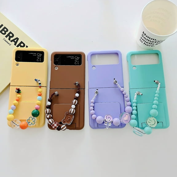 For Samsung Galaxy Z Flip4 5G Phone Case，Shockproof Luxury Candy colored bracelet PC Invisible bracket Cover