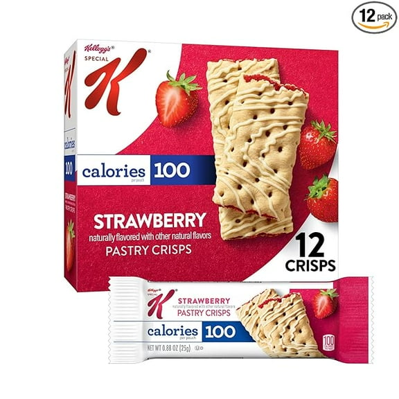 Special K Bar Pastry Crisps, 100 Calorie Snacks, Breakfast Bars, Strawberry, 5.28oz Box (12 Crisps)( Pack of 3 )