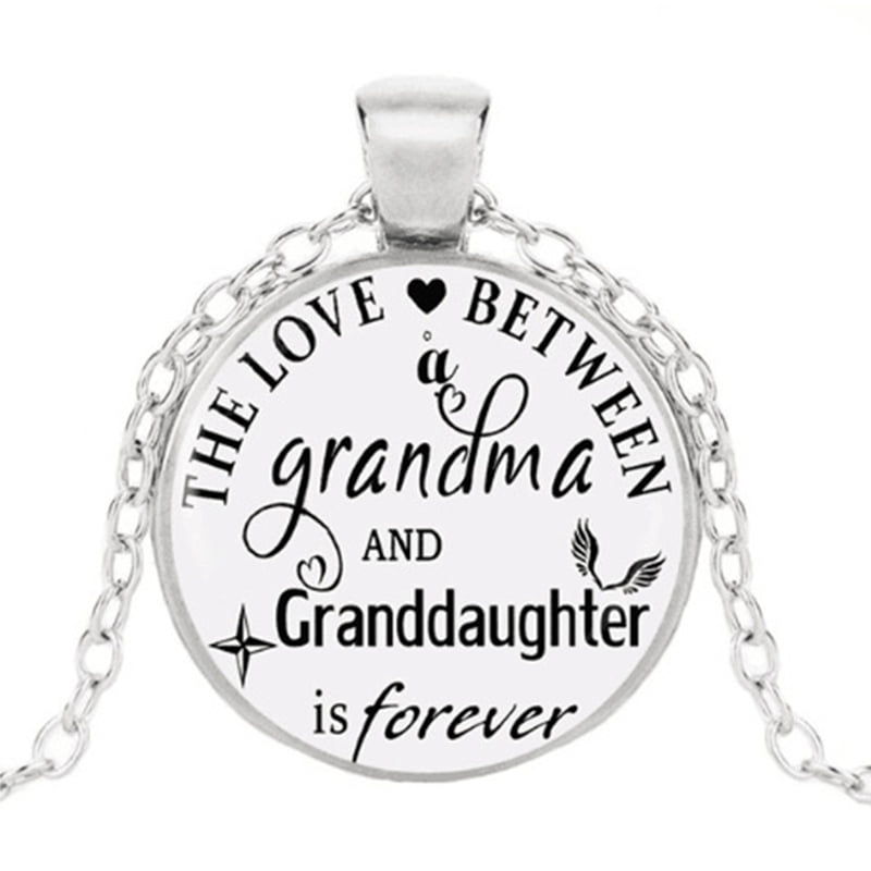 The Love Between Grandma And Granddaughter Is Forever Necklace Handmade Cabochon Glass Pendant Necklace, Ladies Necklace, Family Gift, Grandma And Granddaughter Gift
