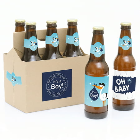 Boy Special Delivery - Blue Its A Boy Stork Baby Shower Party Decorations for Women and Men - 6 Beer Bottle (Best Grocery Delivery Toronto)