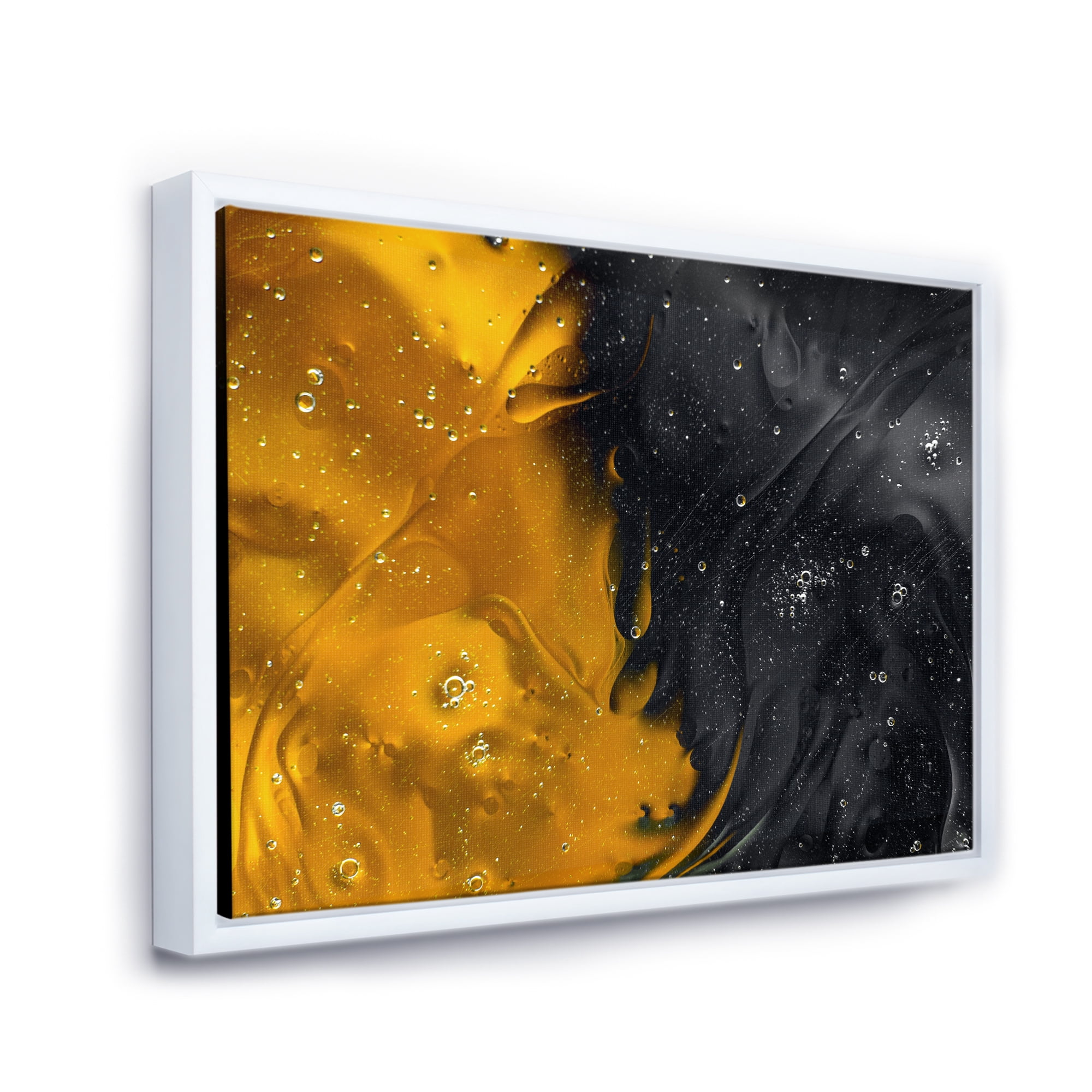 Designart 'Marriage of Black and Yellow' Modern Framed Canvas Wall Art Print