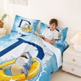 thumbnail image 3 of Feelyou Shark Letter D Bed Sheets for Kids, Cute Ocean Animal King Sheets for Kids, Blue, 4-Piece, 3 of 5