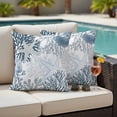 thumbnail image 4 of Lack Blue Coastal Outdoor Waterproof Pillow Covers, Grey Blue Sea Coral Starfish Nautical Decorative Square Throw Pillowcase Sofa Cushion Sham for Patio/Couch/Chair, 20"x20" 2 Pack, 4 of 8