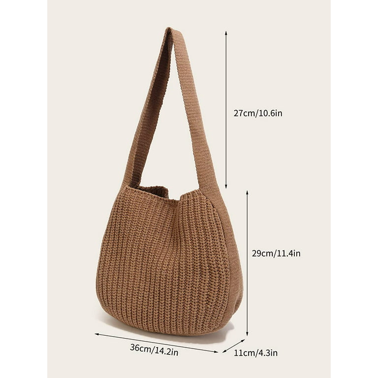 ENBEI Women's Shoulder Handbags Crocheted Bags Large knit bag Tote bag  aesthetic for school cute Tote bags Beach Bag Tote