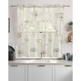 thumbnail image 2 of Dandelion Retro Leaves Kitchen Curtains Swag Valance and Tier Curtains Set 24 Inch Length, Farmhouse Botanical Watercolor Rod Pocket Drape Panels Pair Swag Curtain for Bathroom/Cafe/Window, 2 of 6