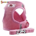 thumbnail image 4 of Spencer No Pull Dog Harness Vest and Leash Set Adjustable Reflective Soft Mesh Corduroy Padded for Small Dogs Cats Outdoor Walking Travel "Pink,M", 4 of 10