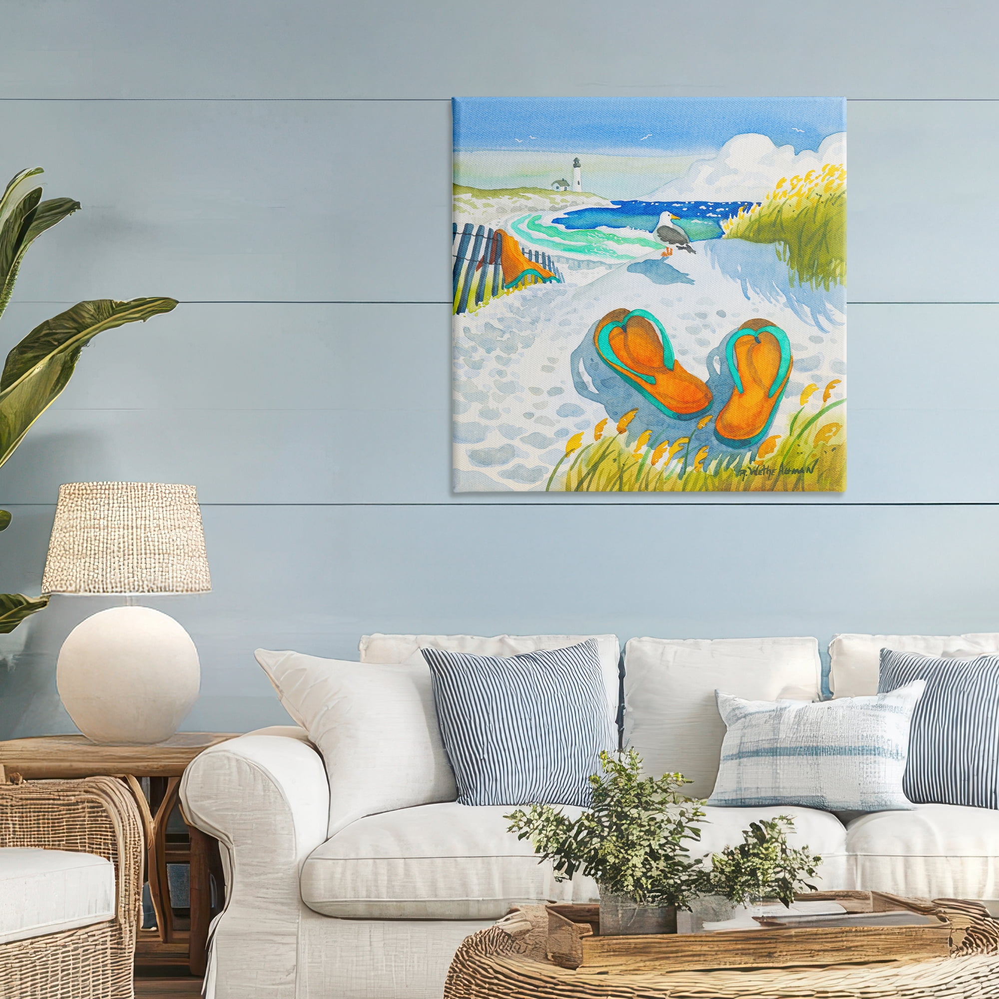 Stupell Industries Seagull & Flip Flops Canvas Wall Art, design by Robin Altman