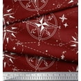 thumbnail image 2 of Soimoi Red Rayon Crepe Fabric Direction Compass Nautical Print Fabric by the Yard 46 Inch Wide, 2 of 3