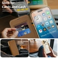thumbnail image 2 of TECH CIRCLE Flip Wallet Case for iPhone 15 Plus - Clear Back Cover, Compatible with MagSafe, Built-in 3 Card Slots, RFID Blocking, PU Leather Slim Fit Lightweight Protective Case, Brown, 2 of 7
