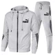 thumbnail image 5 of LONG Chándal ASFashion para hombre, conjunto de otoño con cremallera, chaqueta y pantalón de chándal a rayas para correr, fitness, baloncesto y trotar, 2 piezas, 5 of 5