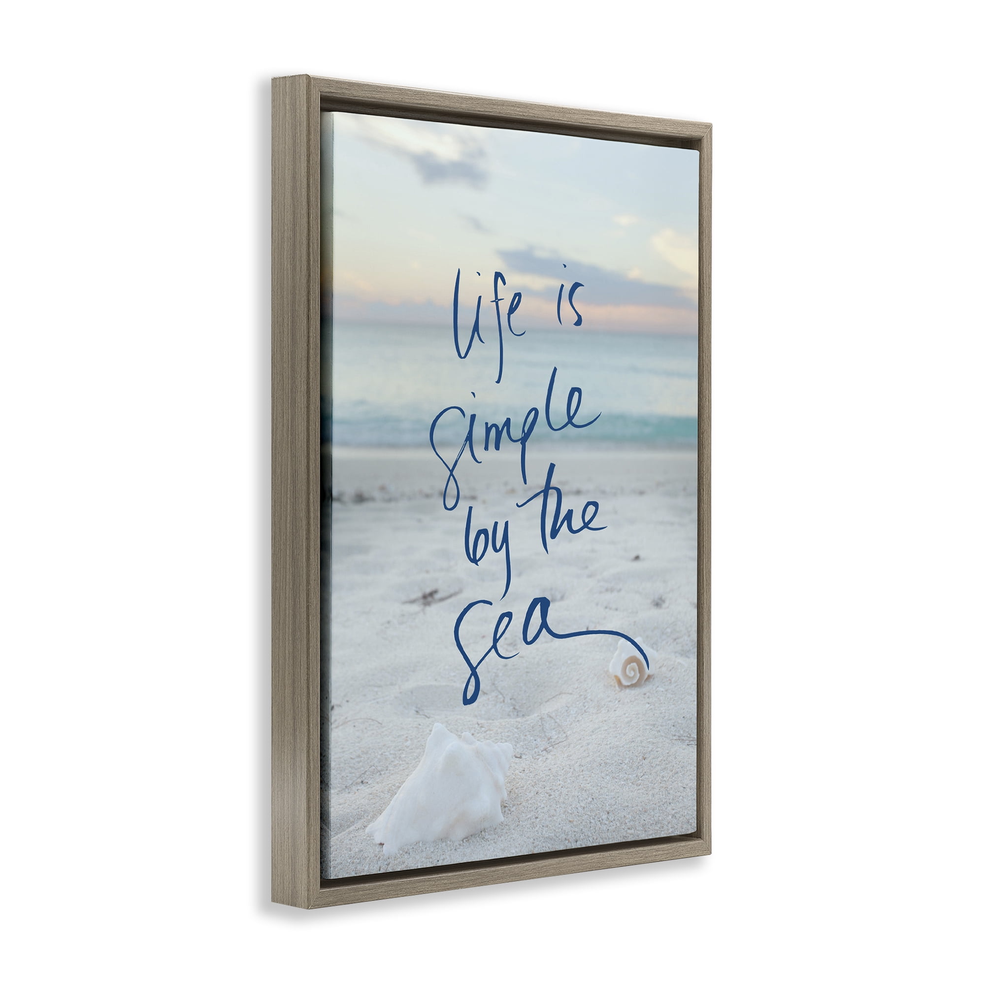 Stupell Industries Simple By The Sea Coastal Painting Brown Floater Framed Canvas Art Print Wall Art, 17 x 25