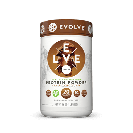 Evolve Real Plant-Powered Protein Powder Classic Chocolate, 16.0 (Best Vegan Protein Powder Muscle)
