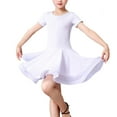 thumbnail image 3 of YM YOUMU Kids Girls Latin Short Sleeves Dance Dress Tutu Ballet Ballroom Performance Dancewear, 3 of 5