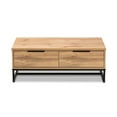 thumbnail image 3 of Baxton Studio Franklin Modern and Contemporary Oak Brown Finished Wood and Black Finished Metal 2-Drawer Coffee Table, 3 of 7