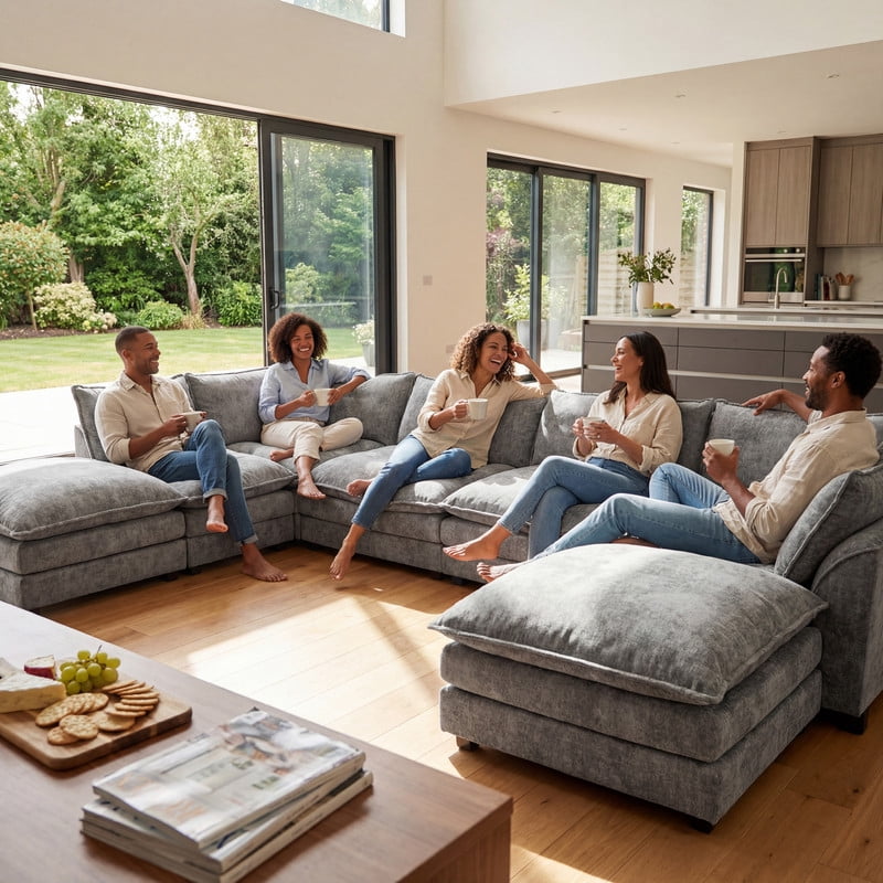 Lacoo 6-Seat Cloud Couch Extremely Flexible Combination Sectional with Reversible Chair & Movable Footrest, Gray