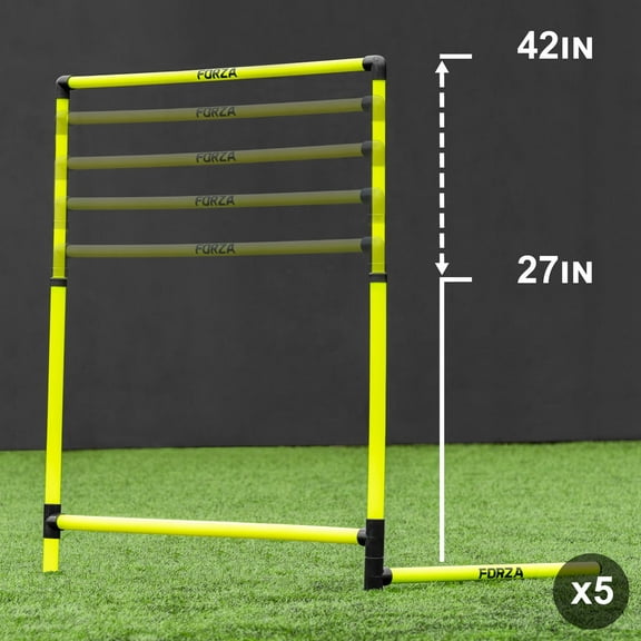 FORZA Adjustable Weighted Training Hurdles | Set of 5 Height-Adjustable Hurdles (27in–42in) with Weighted Bases for Enhanced Stability – Ideal for Agility & Speed Training Across Multiple Sports
