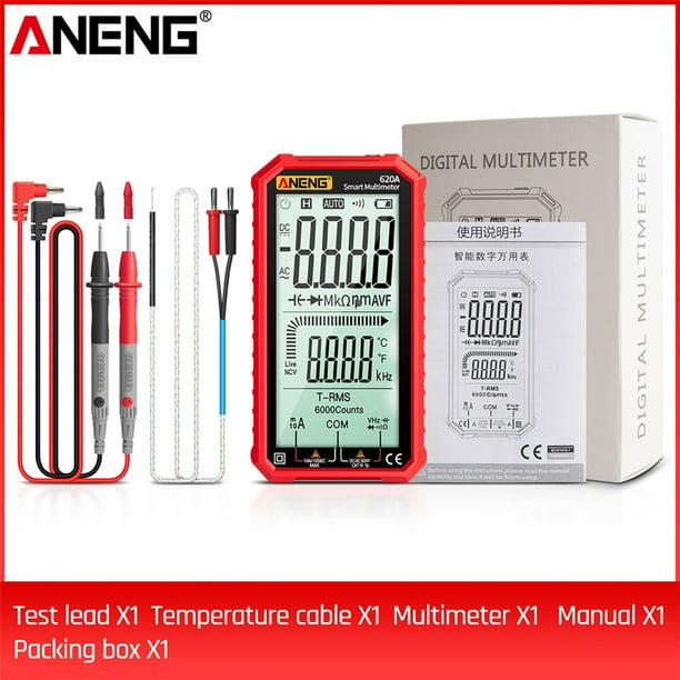 Testeur de Transistor Multimètre Numérique 6000 Compte Opération Facile Multifonction Rouge