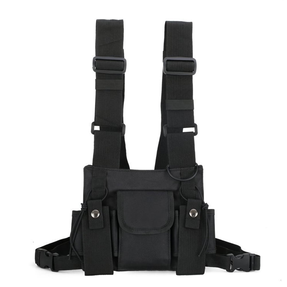 Lubelski Fashion Men Multi Pockets Double Straps Nylon Chest Bag Vest Streetwear Pack Walmart