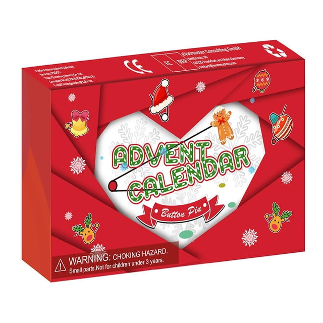 Christmas Advent 24 Number Countdown Brooch Set Blind Box Pin Kids Gift