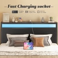thumbnail image 5 of Queen Bed Frame with Headboard & Footboard, Bed Frame with Built-in Charging Station & LED Light, Storage Shelf, Noise-Free, No Box Spring Needed, Easy Assembly, Classic Black, 5 of 8