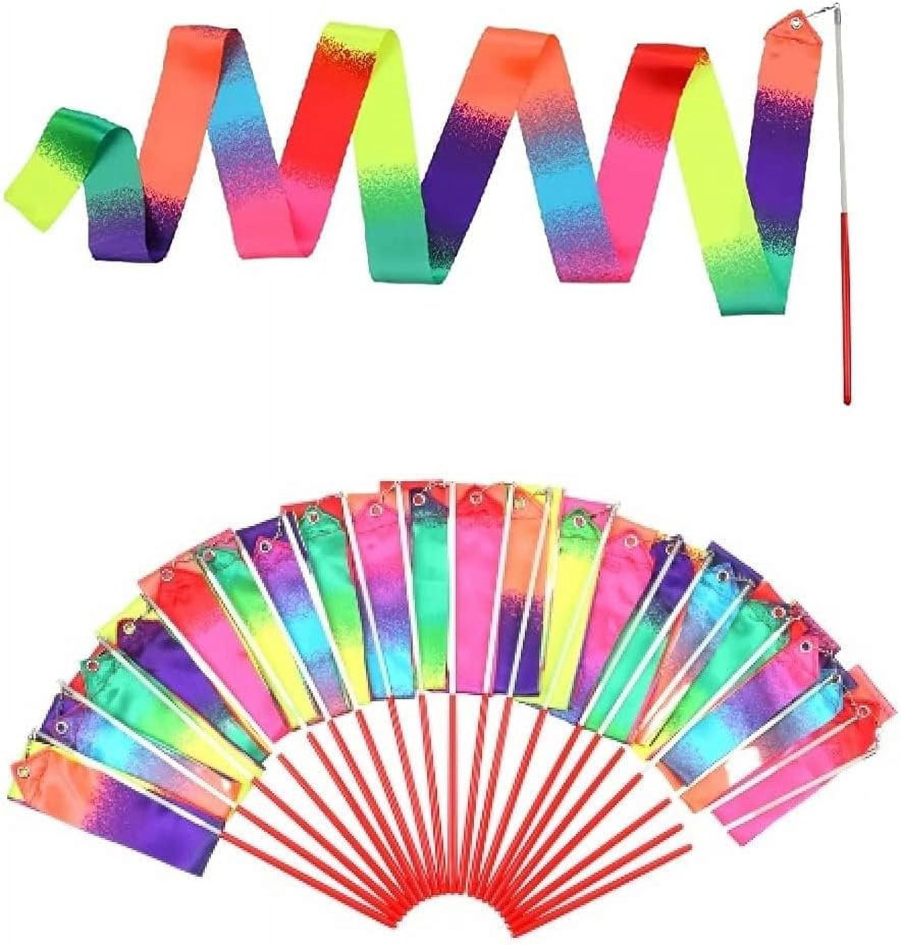 Ribbon Dancing Wands Party Favors for Kids, Rainbow Birthday Decorations, Princess Party Supplies, Girls Party Games, Gymnastics Goody Bag Stuffers