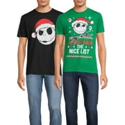 Disney Nightmare Before Christmas Santa Jack Men's & Big Men's Graphic Tees, 2-Pack