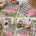 thumbnail image 5 of Summer Flamingo Area Rugs 3'x5', Small Throw Rugs for Living Room Bedroom, Tropical Plants Botanical Floral Black Plaid Indoor Outdoor Rug Non-Slip Low Pile Carpet Runner Reversible Floor Mats, 5 of 8