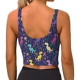 thumbnail image 4 of Goofa Colorful Dinosaur Printed Sports Bras for Women, High Impact Running Bra Workout Crop Tank Tops Longline Sports Bra Push up-X-Large, 4 of 9