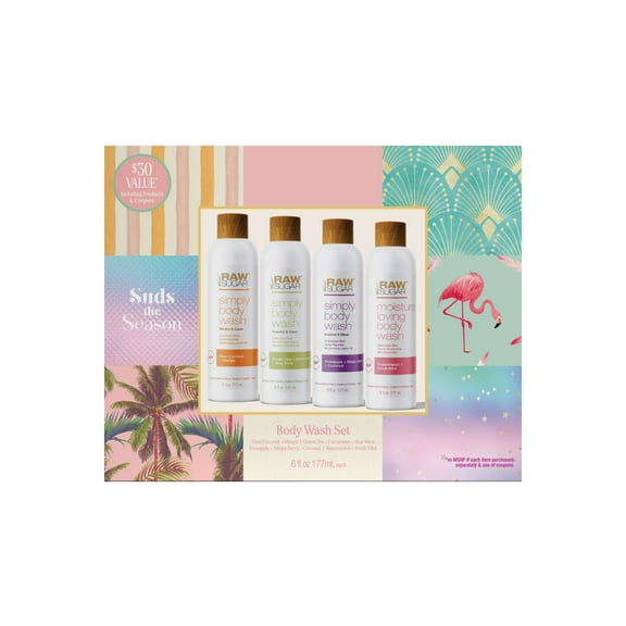 Raw Sugar Suds the Season Body Wash Gift Set, 4 Piece Collection