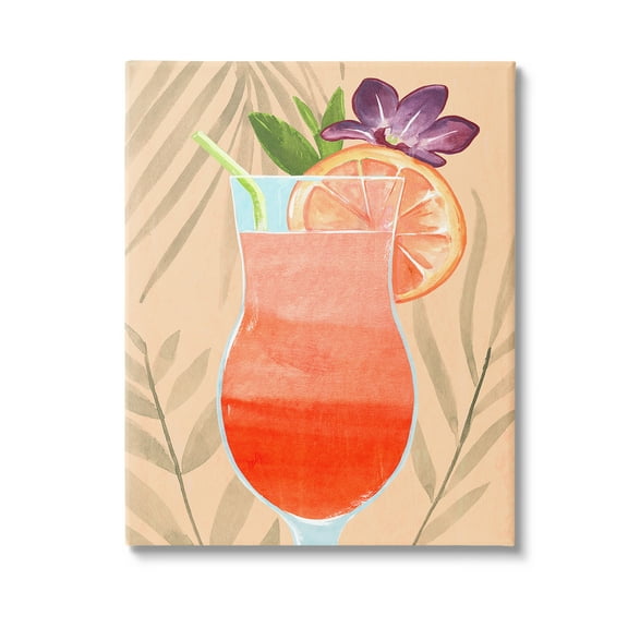 Stupell Industries Plant Patterned Cocktail Food & Beverage Painting Gallery Wrapped Canvas Art Print Wall Art, 16 x 20