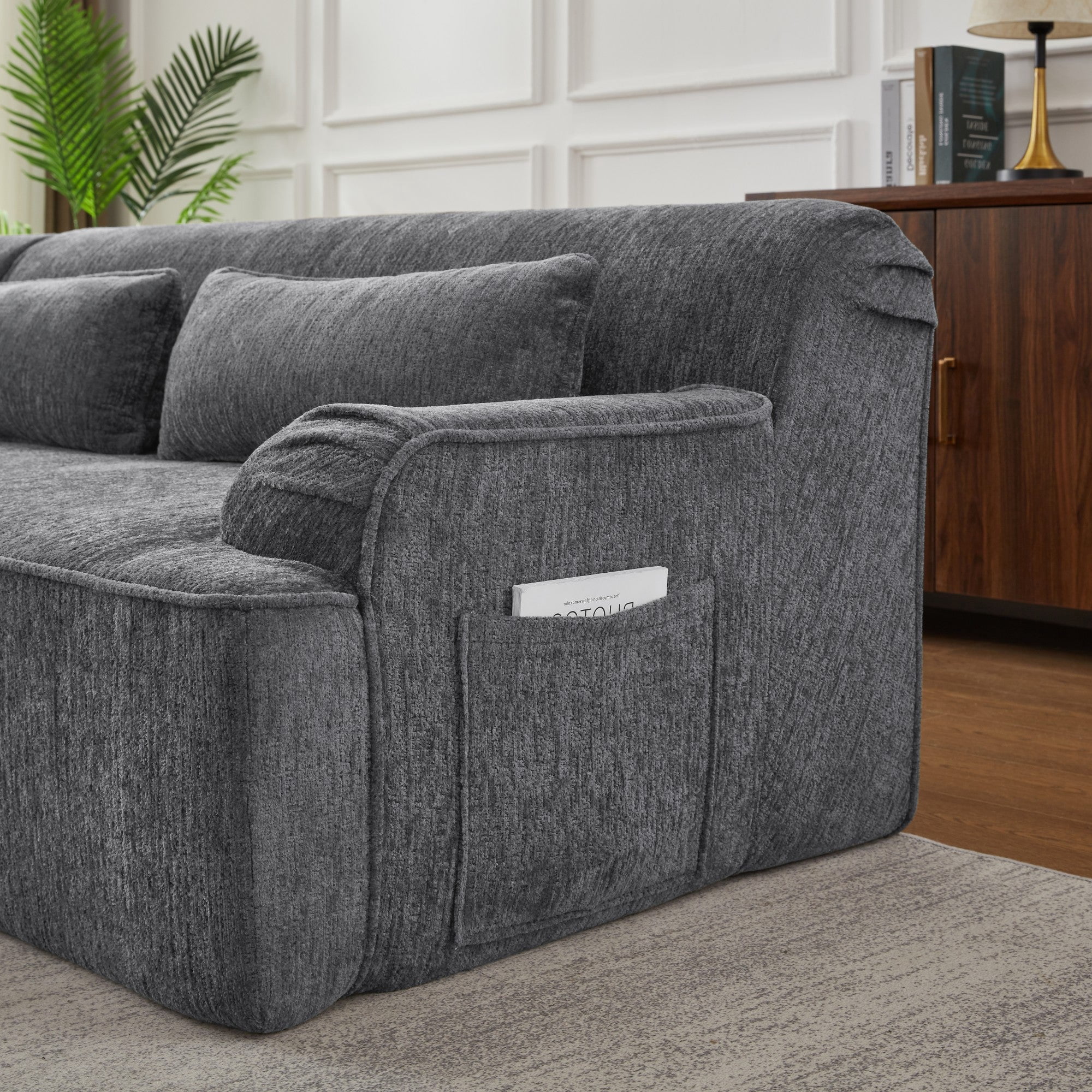 Sailvan Chenille L-Shape Luxury Sectional Oversized Sofa,Oversized Comfy Sleeper Couch,No Assembly
