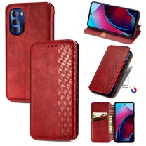 Dteck Wallet Case For Motorola Moto G Stylus 5G 2022 Released, Shockproof Premium PU Leather Flip Folio Case RFID Blocking Card Slots Magnetic Closure and Stand Business Case, Red