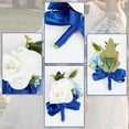 thumbnail image 6 of 2PCS Flower Wrist Corsage Wedding Flowers Accessories Artificial White Rose Blue Silk Wristband Boutonniere Buttonholes Rose Wrist Corsage, 6 of 9