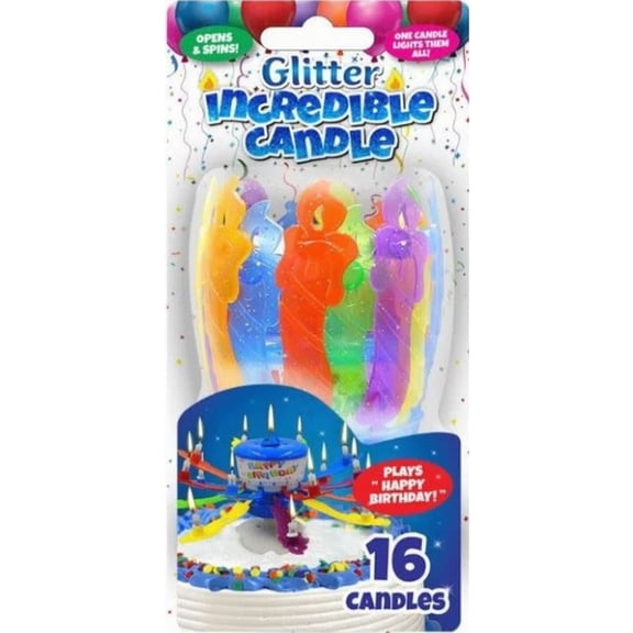 The Incredible Birthday Candles or Cake Toppers - Glitter Candle (Pack of 12)